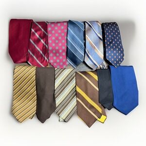 Men's Neck Tie Lot of 12 Vintage Striped And Geometric Ties Dark Academia